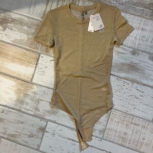 Second Skin Gold Shimmer Sheer Bodysuit xs